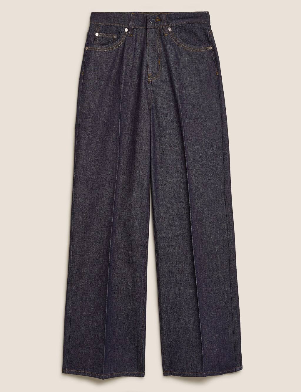 High Waisted Wide Leg Jeans with Silk 2 of 7