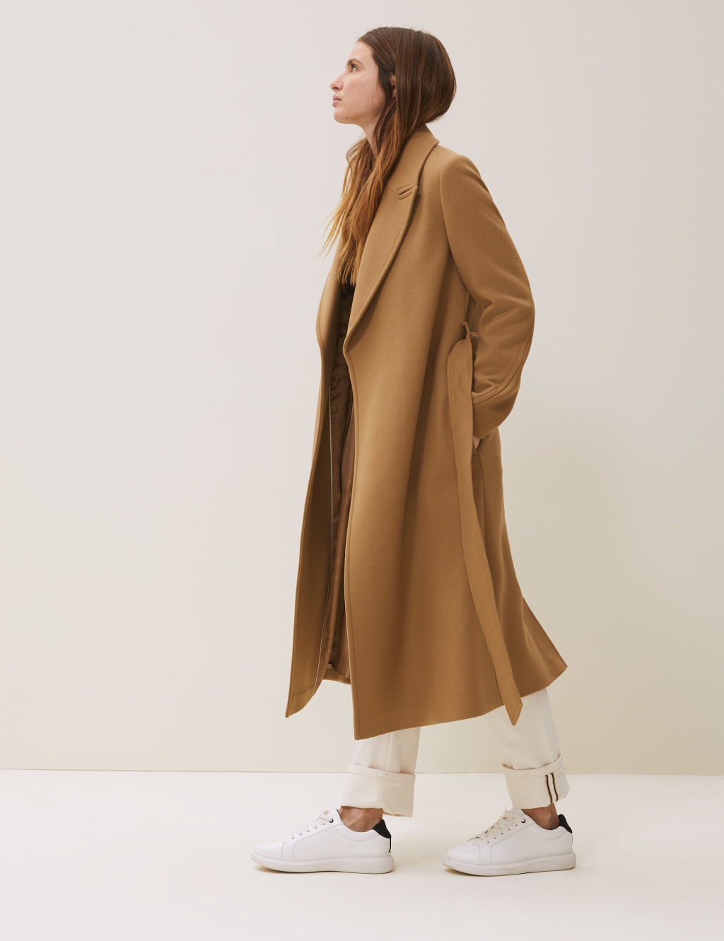 Wool Longline Wrap Coat with Cashmere Autograph M S