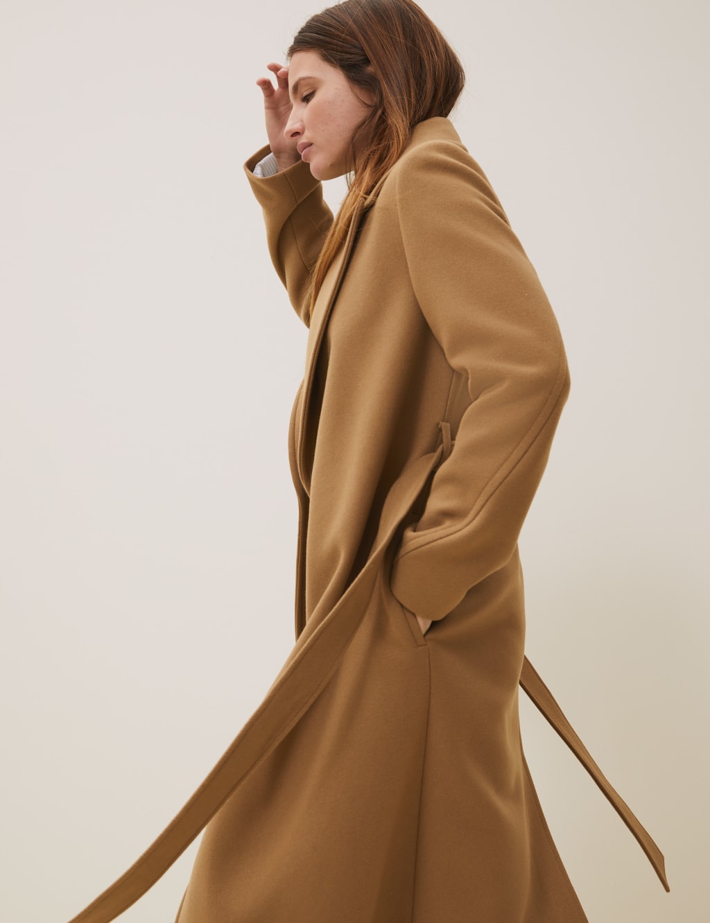 Wool cashmere wrap coat discount