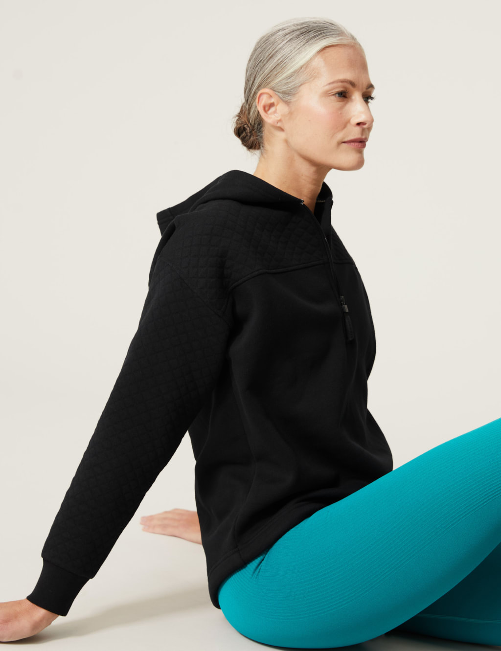 Cotton Rich Quilted Half Zip Hoodie 3 of 6