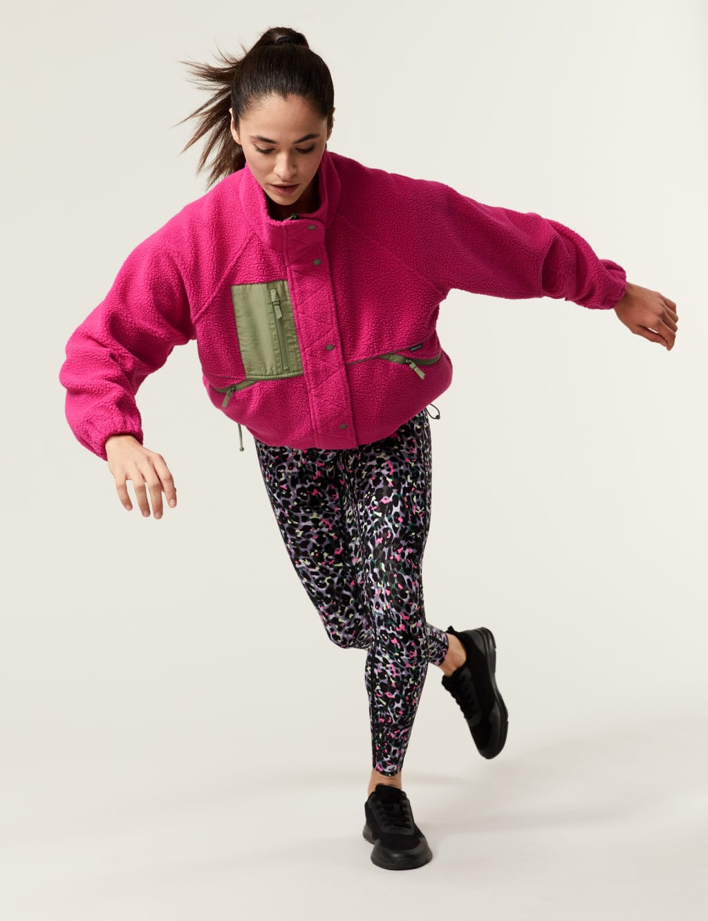 Fleece cropped jacket clearance