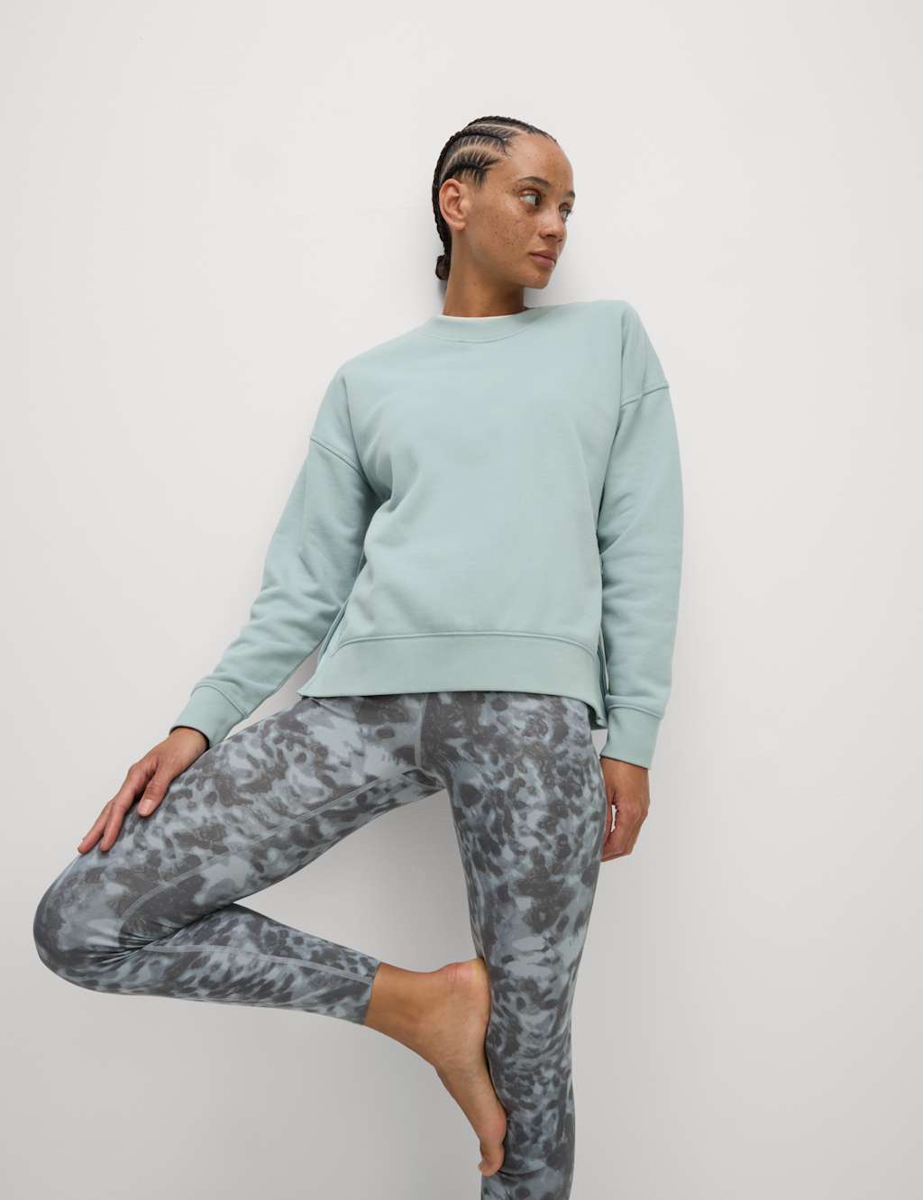 Cotton Rich Mesh Panel Relaxed Sweatshirt 3 of 8