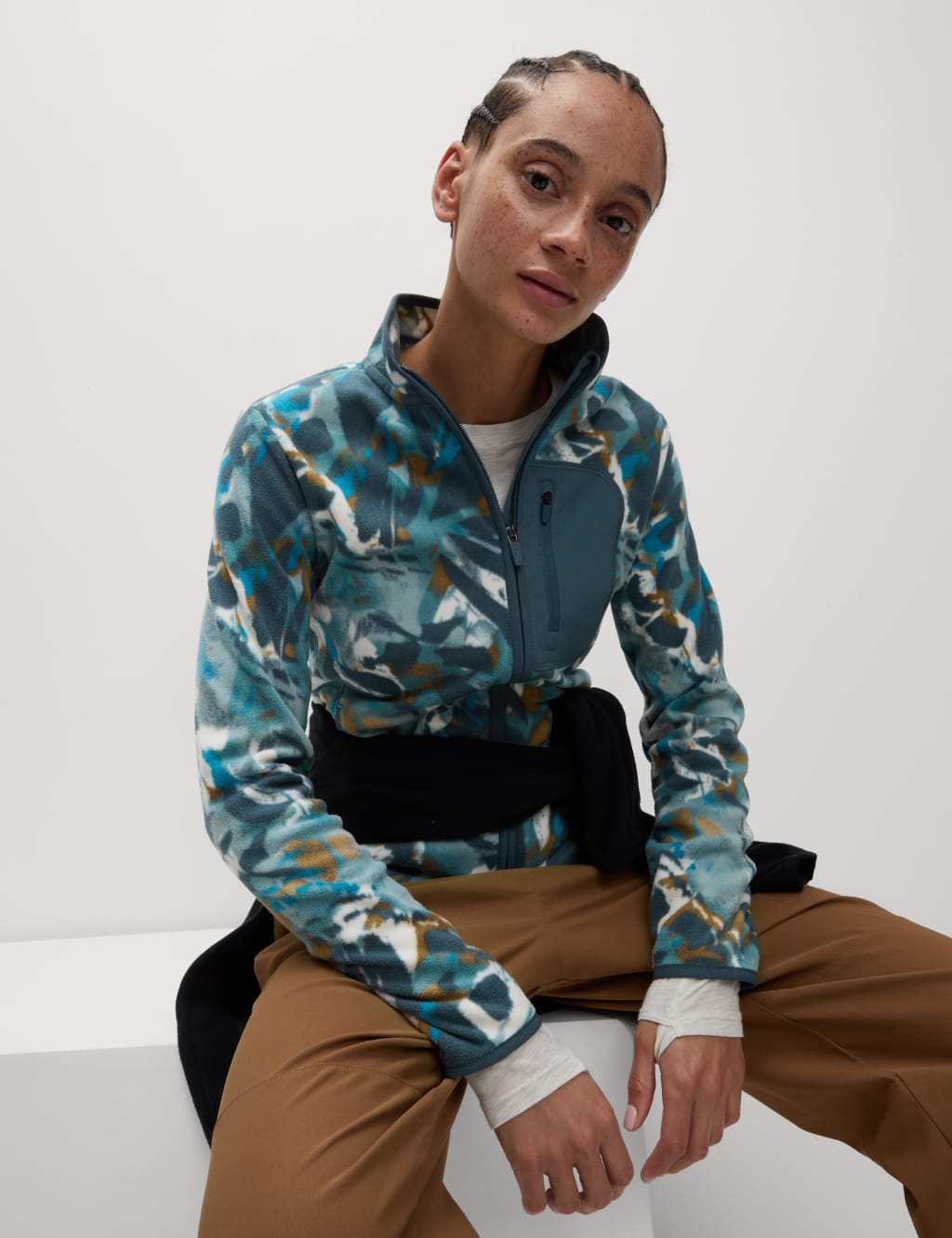 Thermal Printed Zip Up Funnel Neck Fleece Goodmove M S