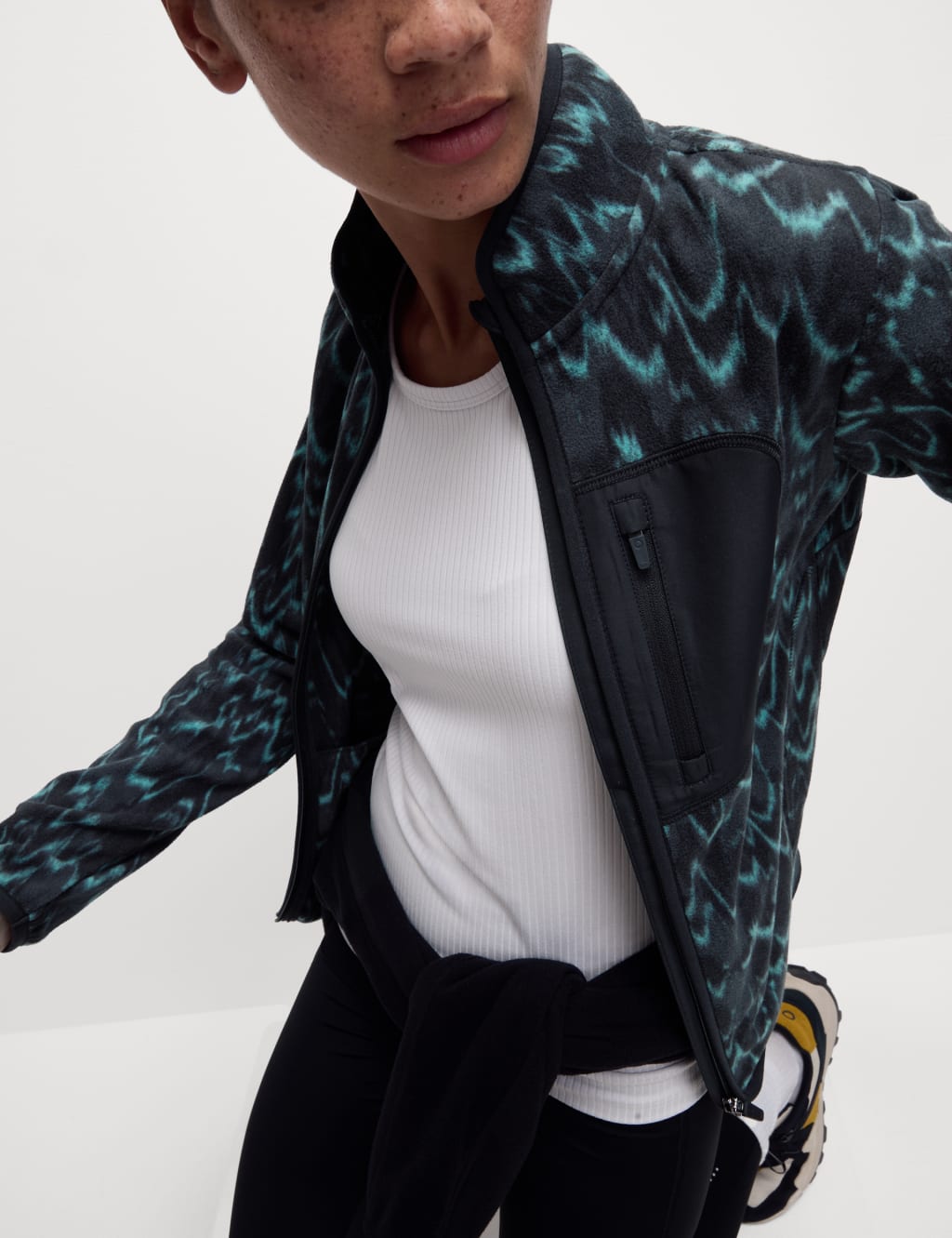 Zip Up Printed Funnel Neck Fleece Jacket | Goodmove | M&S