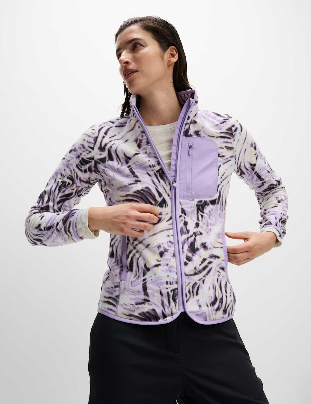 Thermal Printed Zip Up Funnel Neck Fleece 4 of 5
