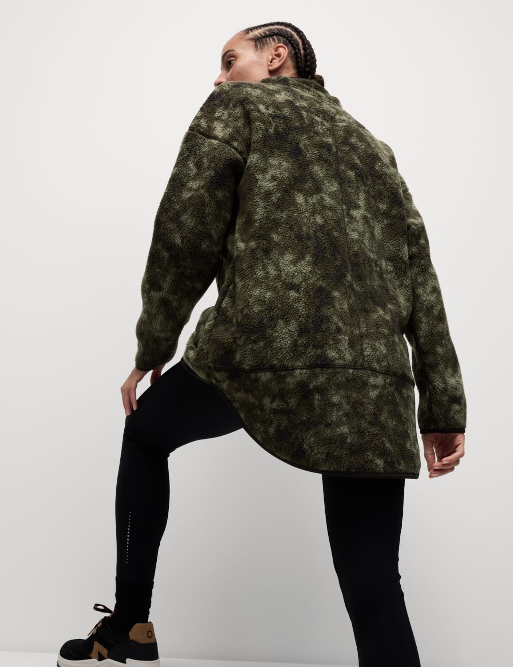 Borg Half Zip Printed Longline Fleece Jacket Goodmove M S
