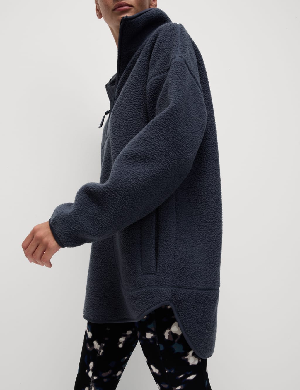 Borg Half Zip Longline Fleece Jacket