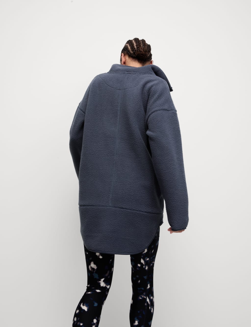 Borg Half Zip Longline Fleece Jacket