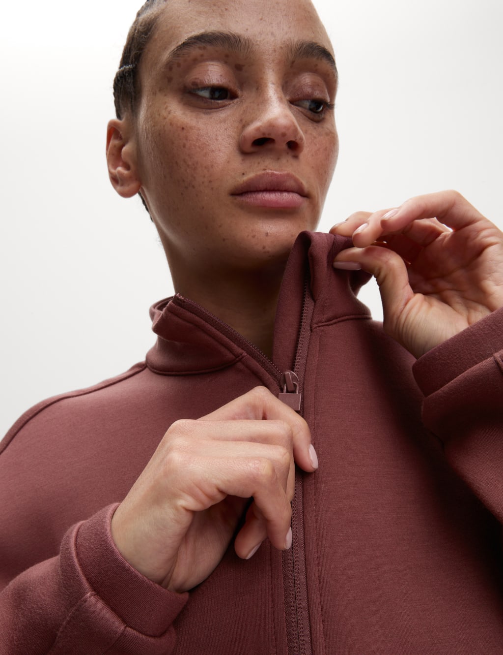 Funnel Neck Relaxed Zip Up Bomber Jacket 3 of 7