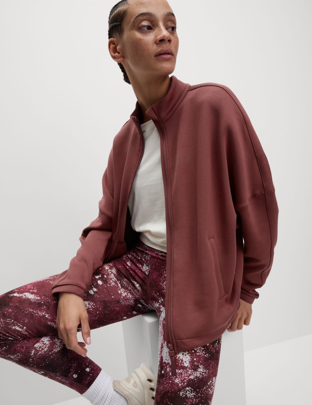 Funnel Neck Relaxed Zip Up Bomber Jacket 4 of 7