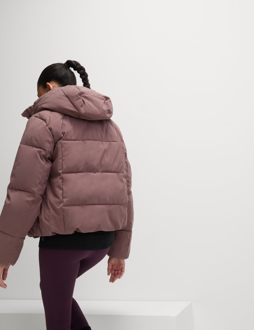 Hooded crop puffer jacket deals