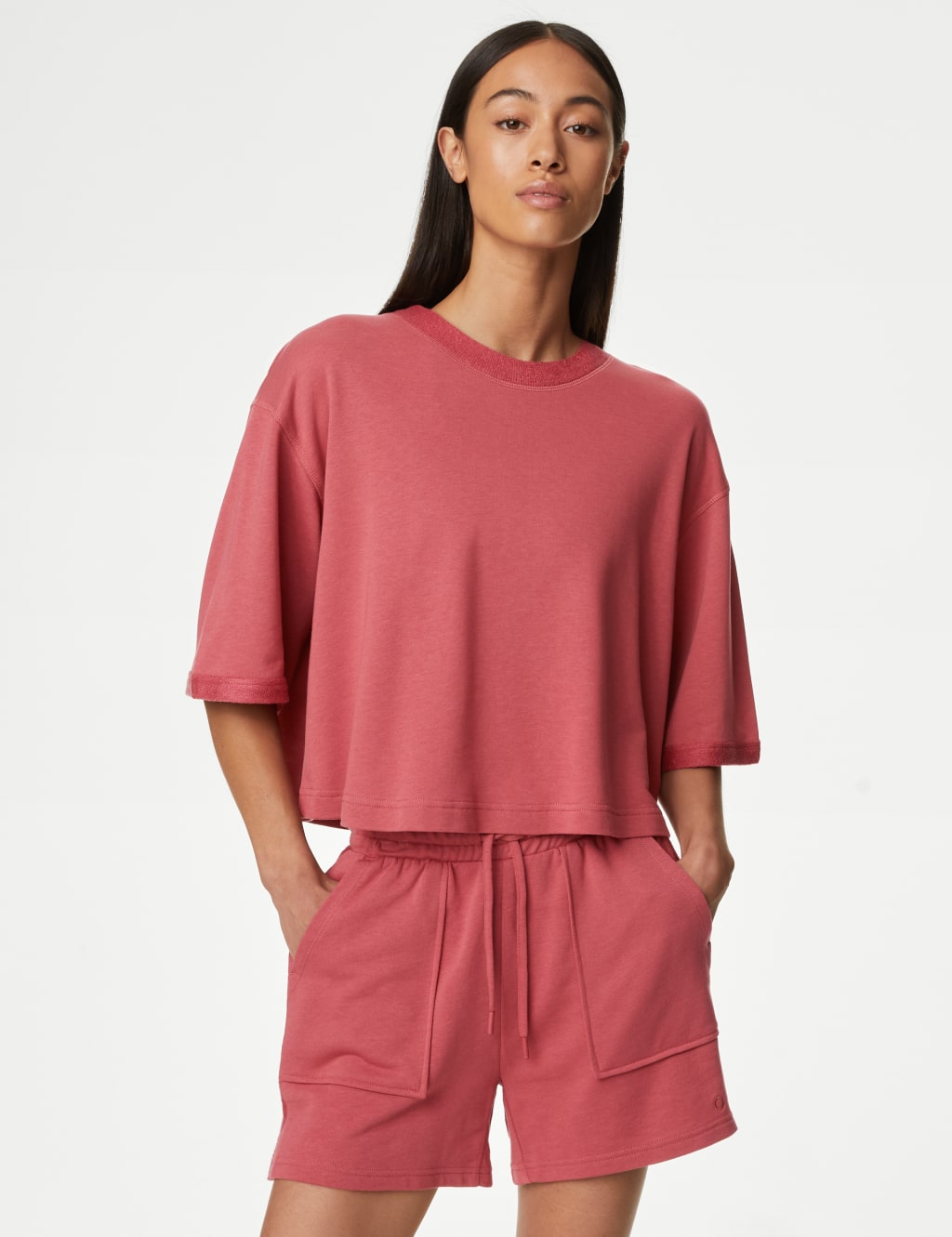 Scoop Neck Boxy Cropped T-Shirt with Cotton 3 of 7