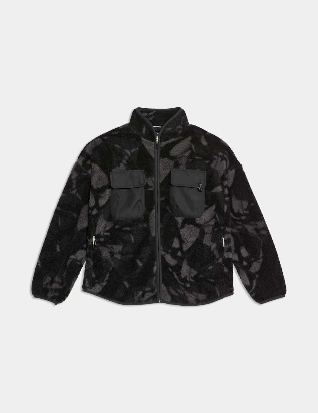 Borg Printed Funnel Neck Zip Up Fleece Jacket 2 of 6