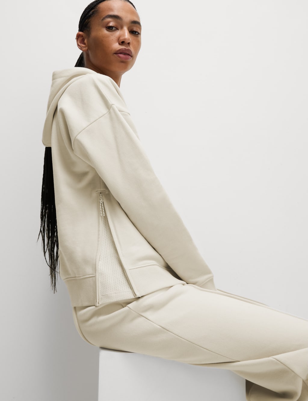 Cotton Rich Mesh Panel Relaxed Hoodie 4 of 5