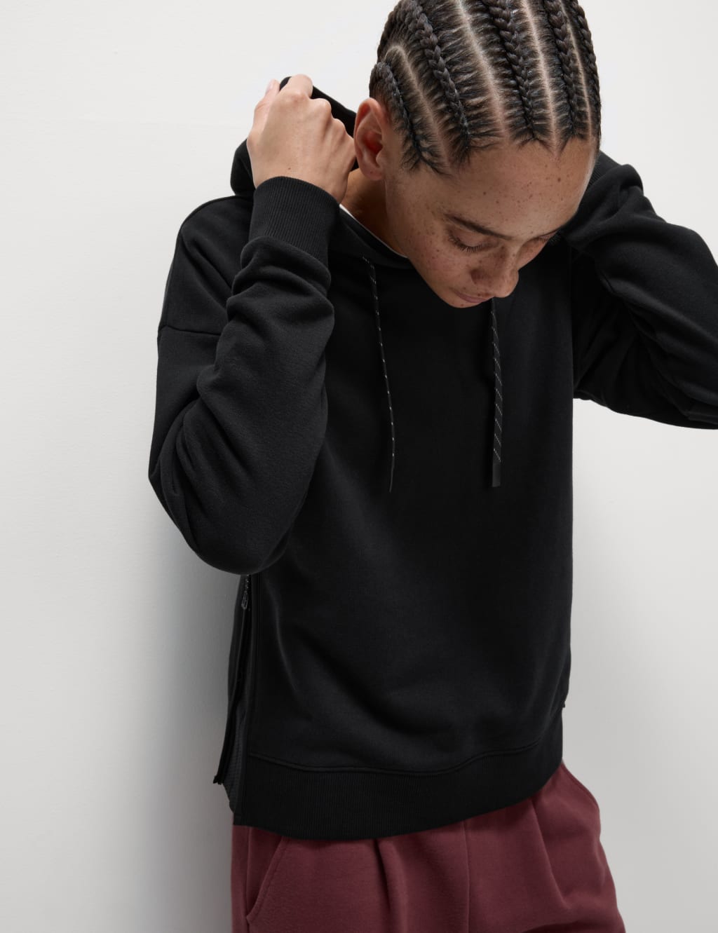 Cotton Rich Mesh Panel Relaxed Hoodie 3 of 8