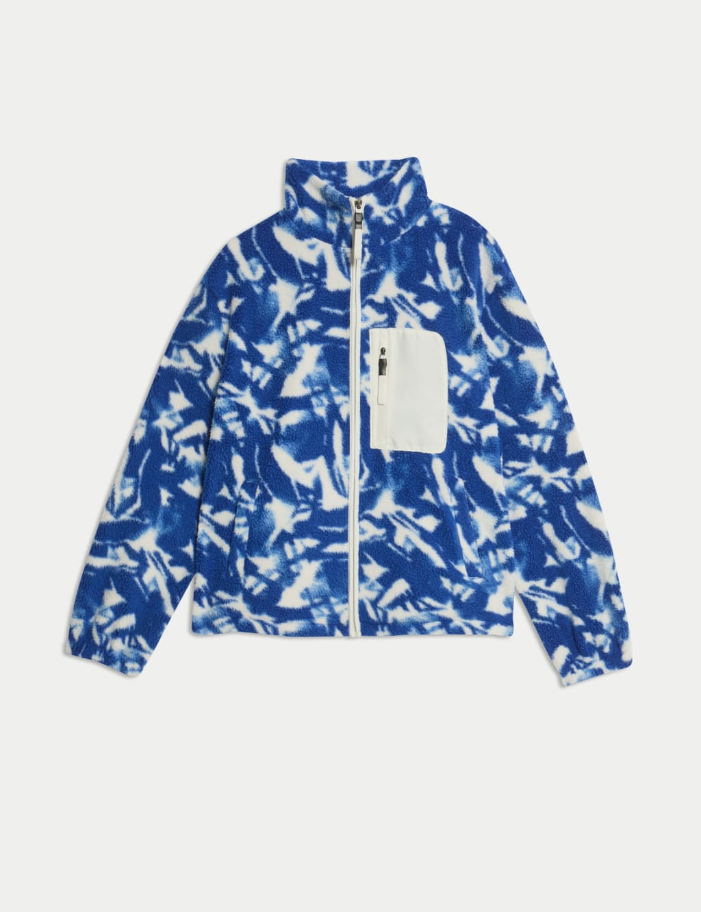 Borg Printed Funnel Neck Zip Up Fleece Jacket 2 of 6