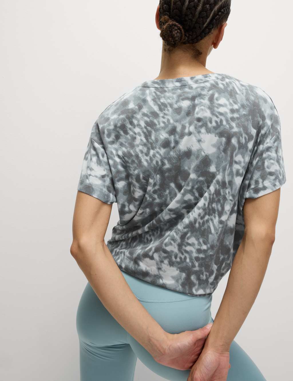 Cotton Blend Printed Tie Front Crop T-Shirt 4 of 6