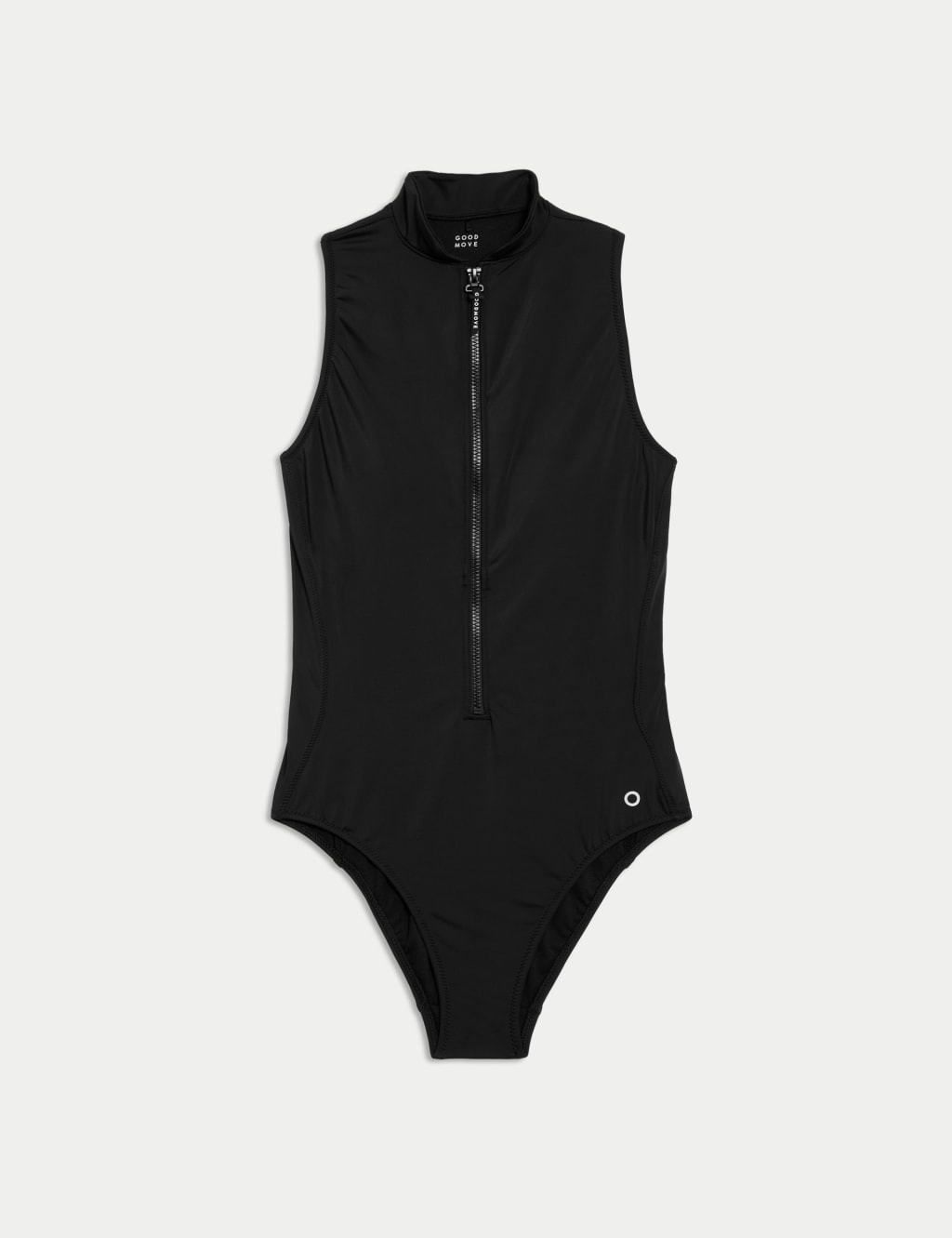 Padded Zip Up High Neck Swimsuit Goodmove M S
