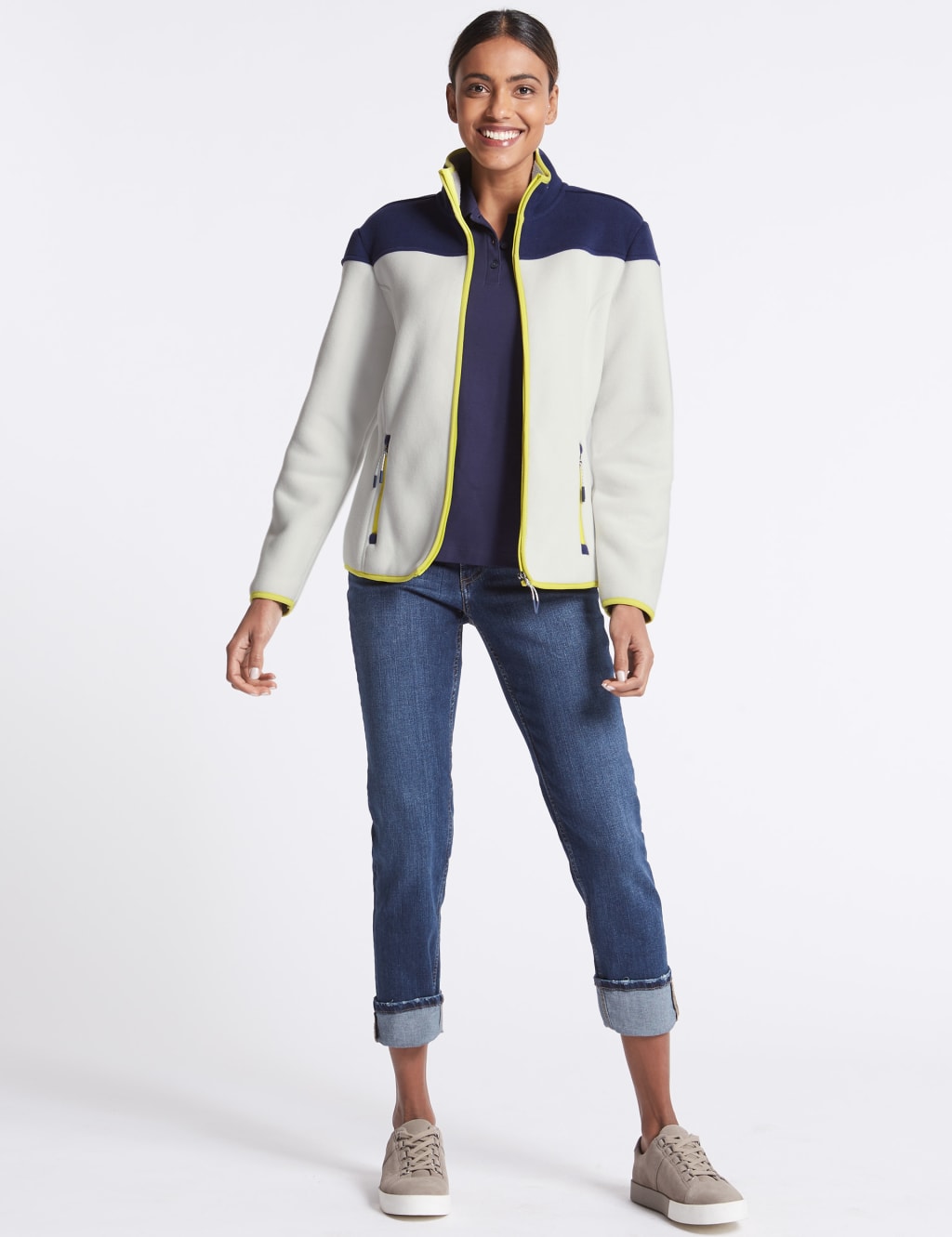 Colour Block Fleece Jacket M S Collection M S