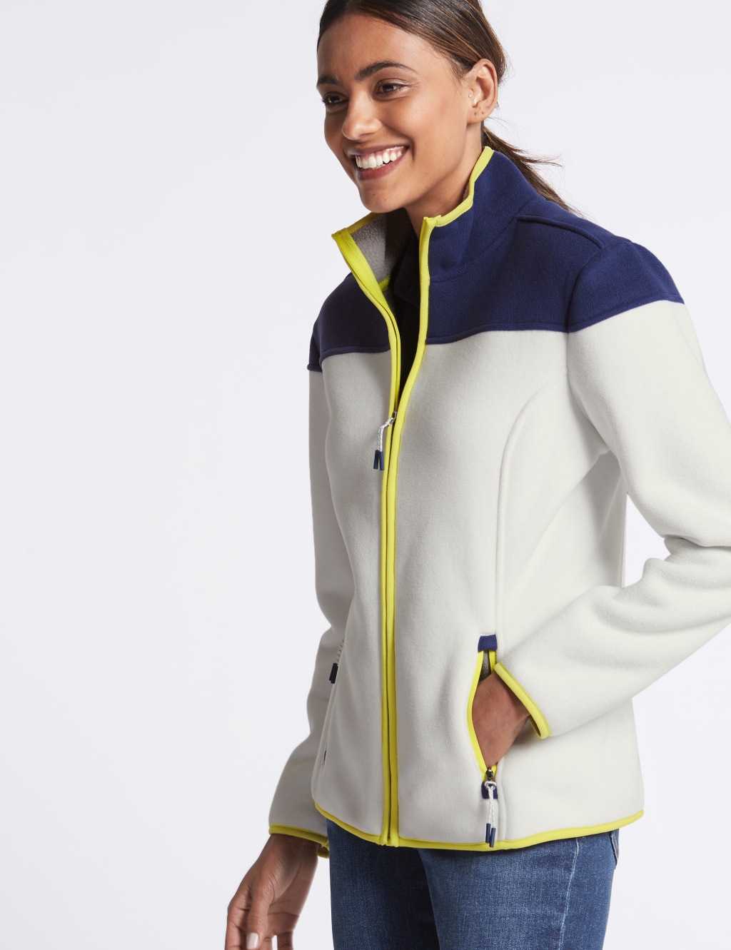 Color block fleece jacket hot sale