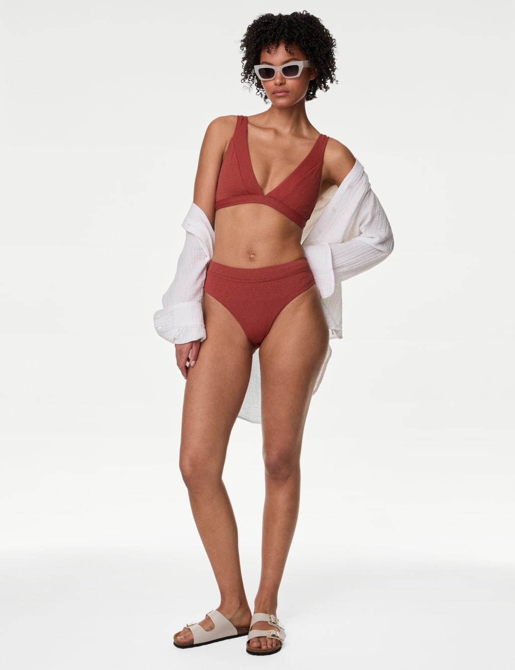 Textured Padded Plunge V Neck Bikini Top M S Collection M S