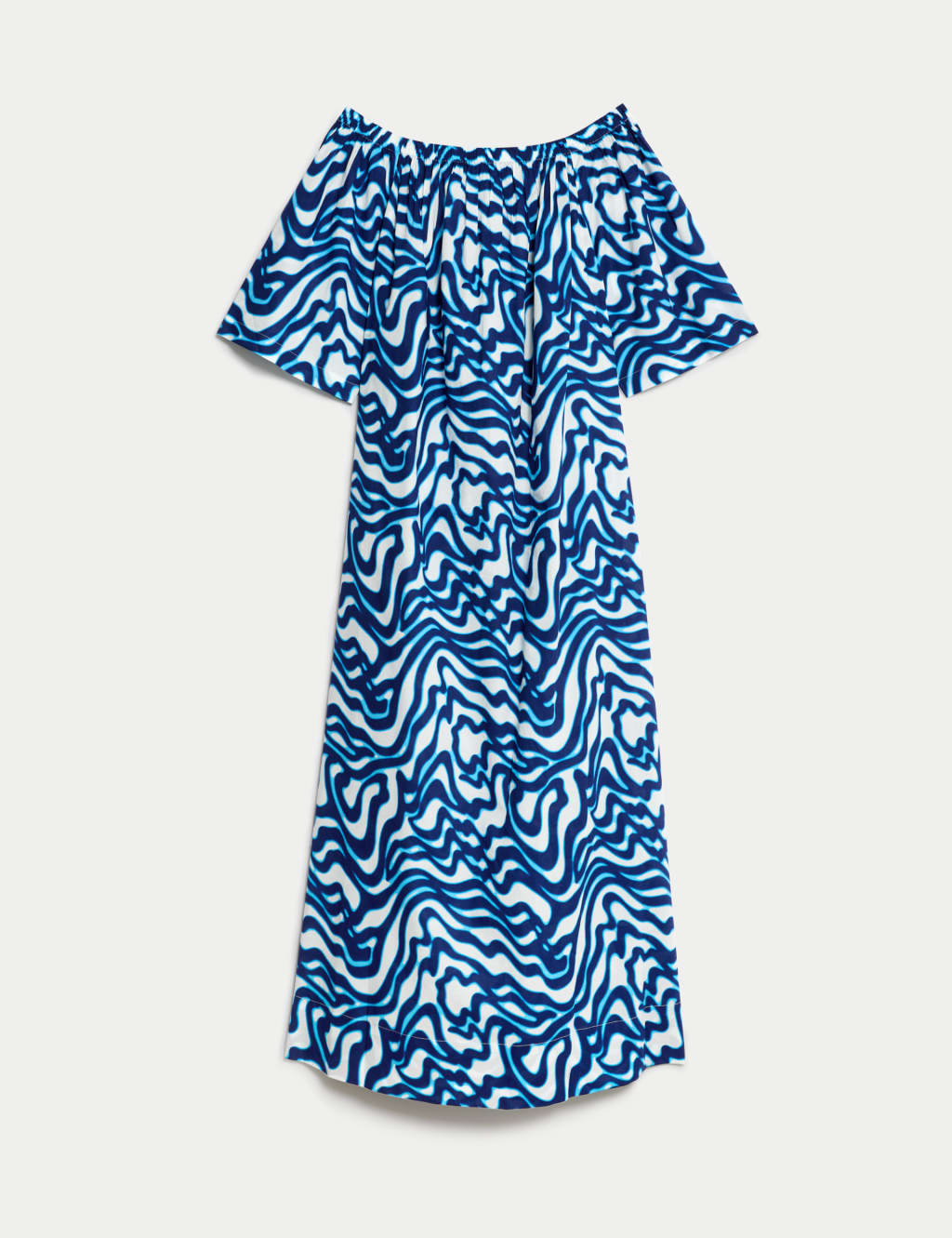 Pure Cotton Printed Bardot Beach Dress 2 of 6
