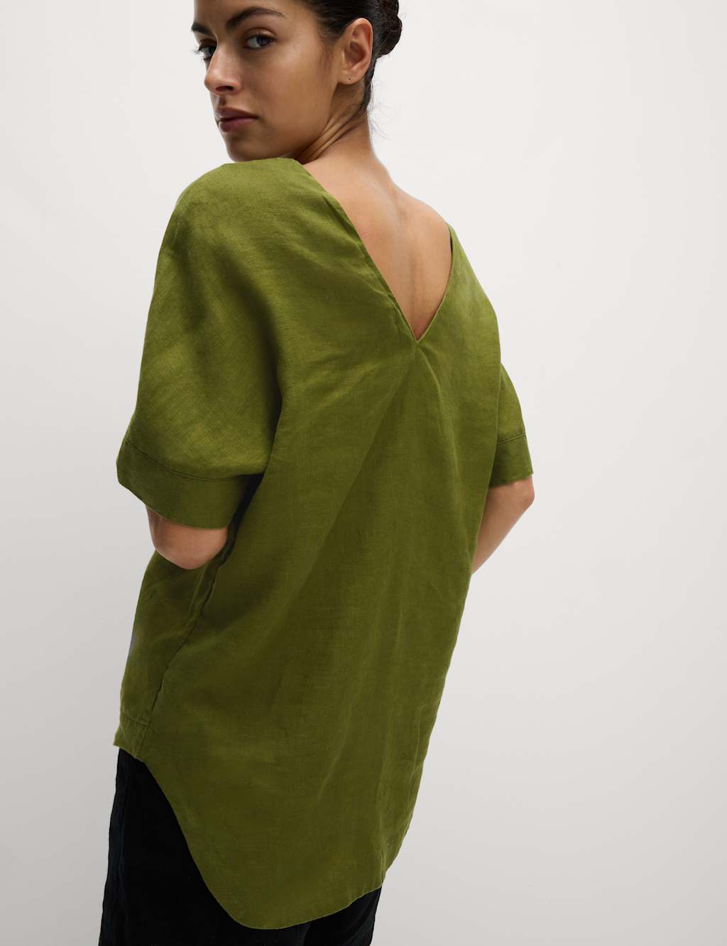 Pure Linen V-Neck Relaxed Popover Blouse 3 of 4