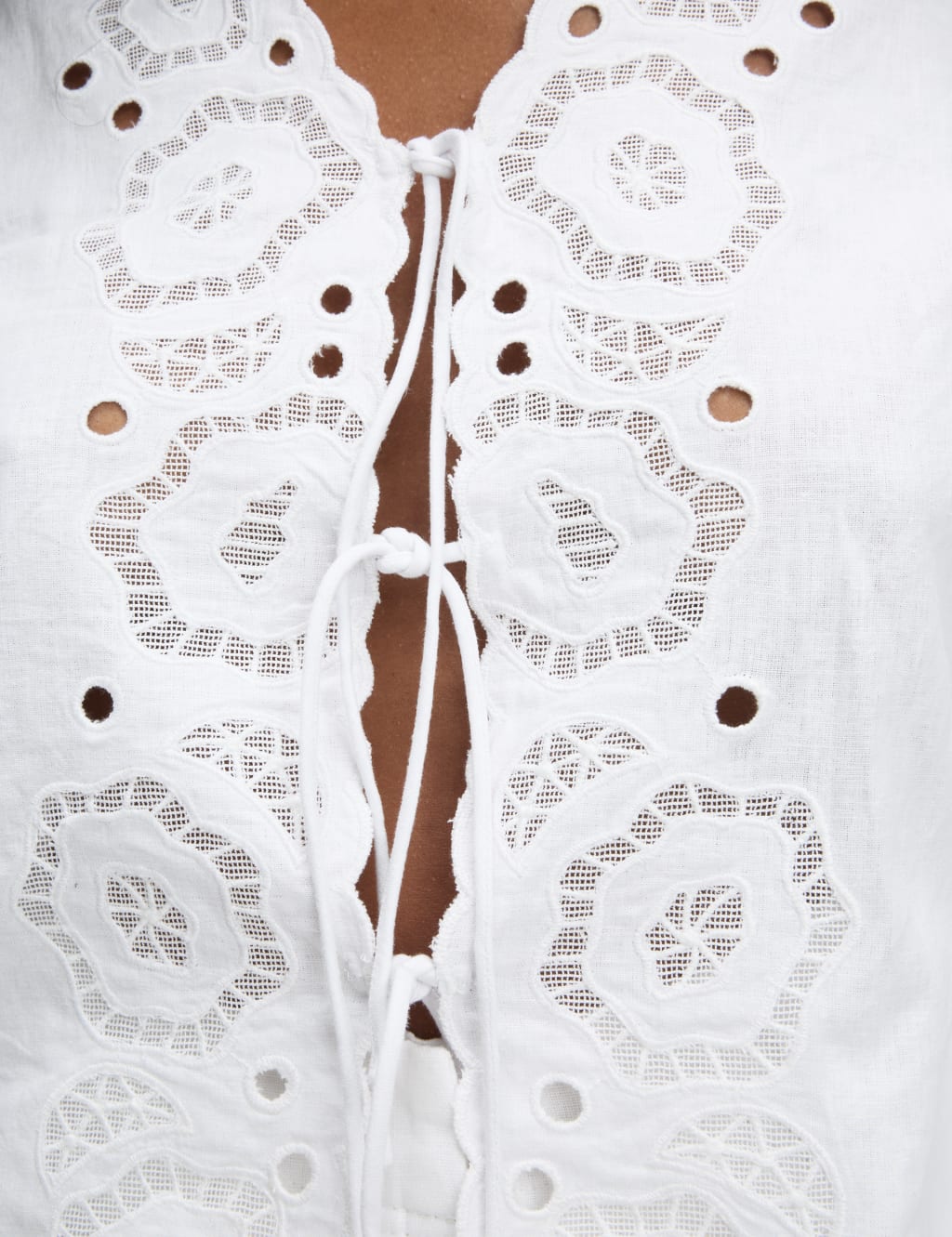 Linen Rich Cutwork Detail Top 4 of 6
