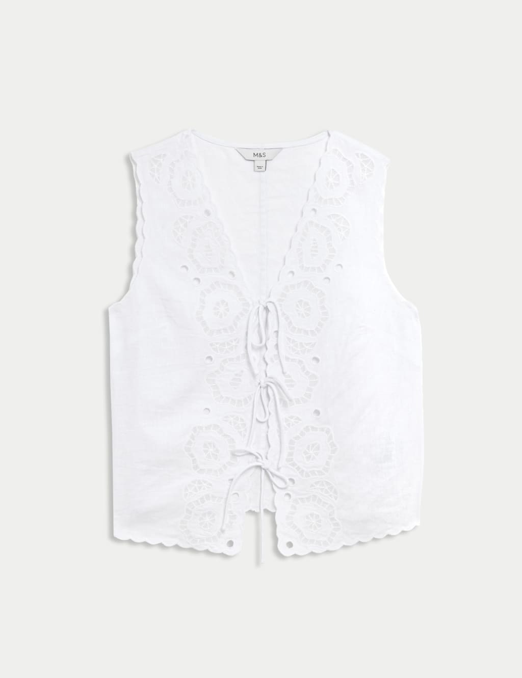 Linen Rich Cutwork Detail Top 2 of 6