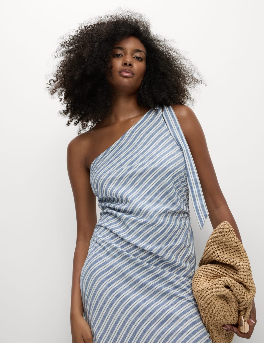 Linen-Rich Striped Midi Shift Dress 3 of 4