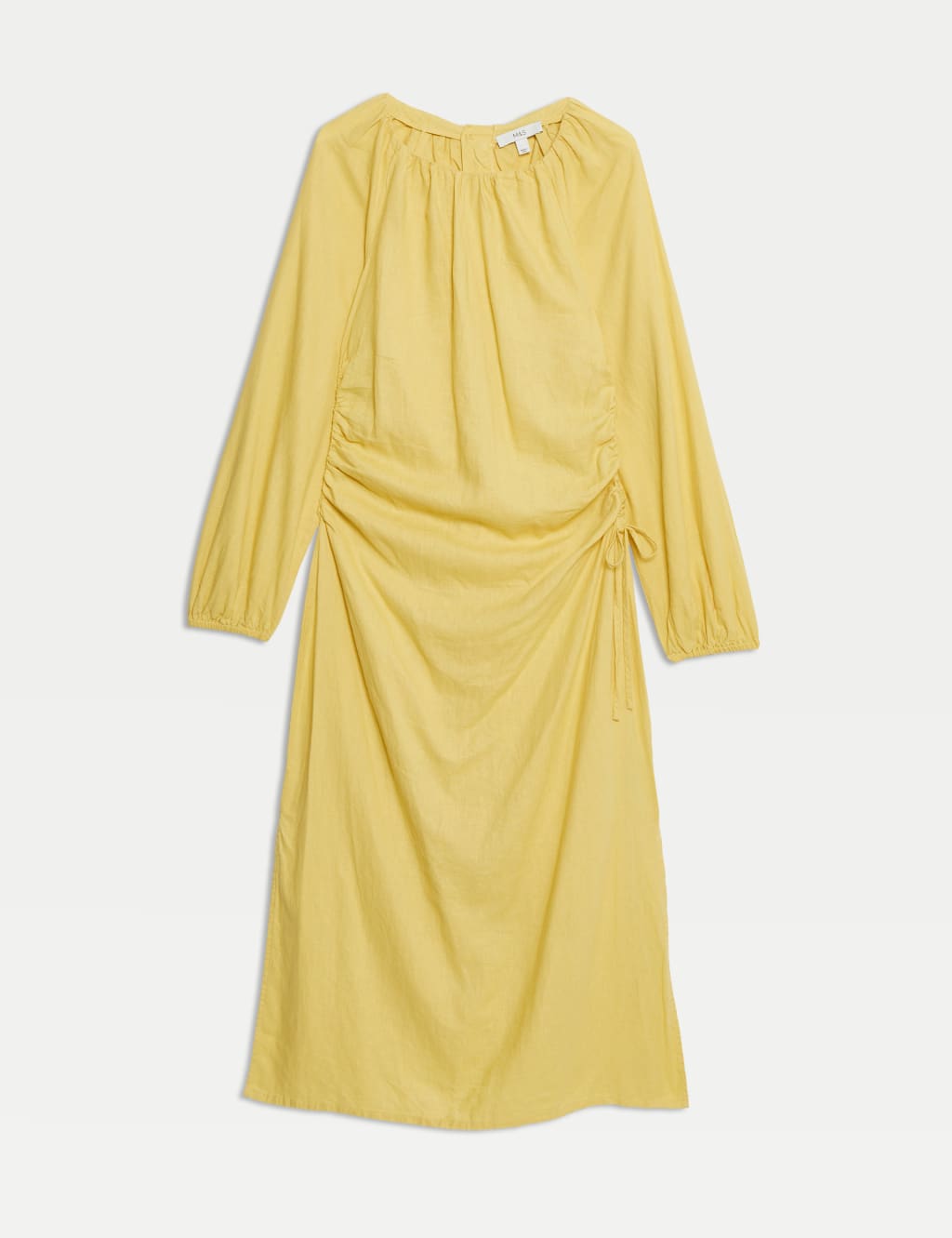 Linen Rich Side Detail Midi Shift Dress 2 of 5