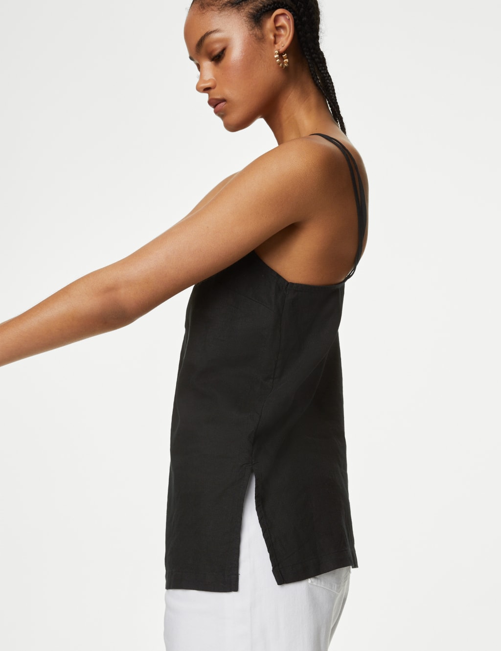 Linen Rich Beaded Longline Cami Top 3 of 7