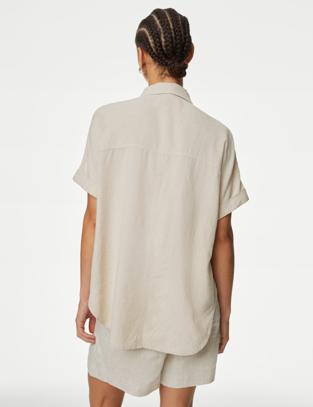 Linen Blend Collared Button Through Shirt 5 of 5