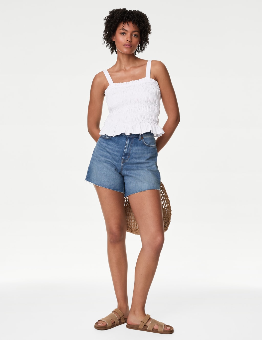 Linen Rich Square Neck Smocked Cami Top 3 of 5
