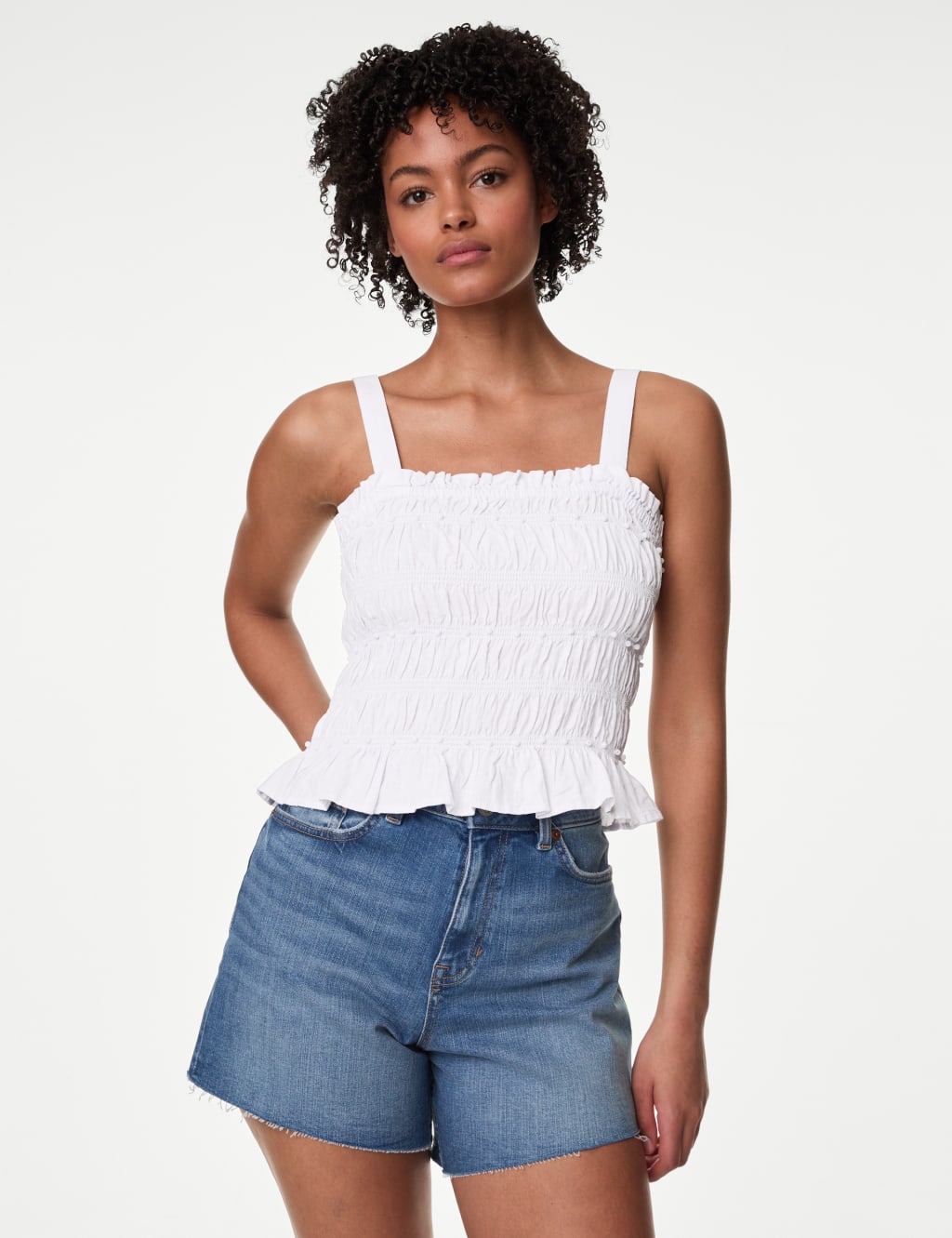 Linen Rich Square Neck Smocked Cami Top 4 of 5