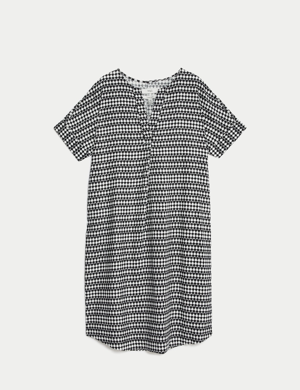 Linen Rich Printed V-Neck Shift Dress 2 of 4