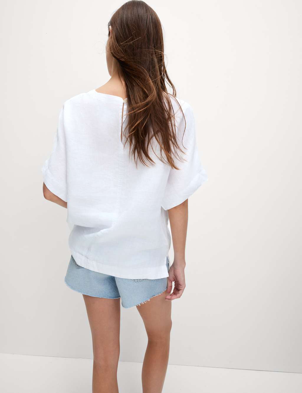 Pure Linen Round Neck Relaxed Blouse 4 of 5