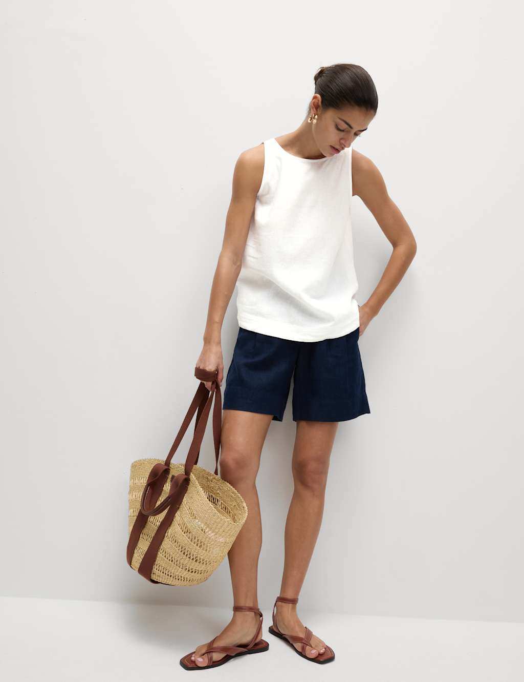 Linen Blend Sleeveless Blouse 5 of 6