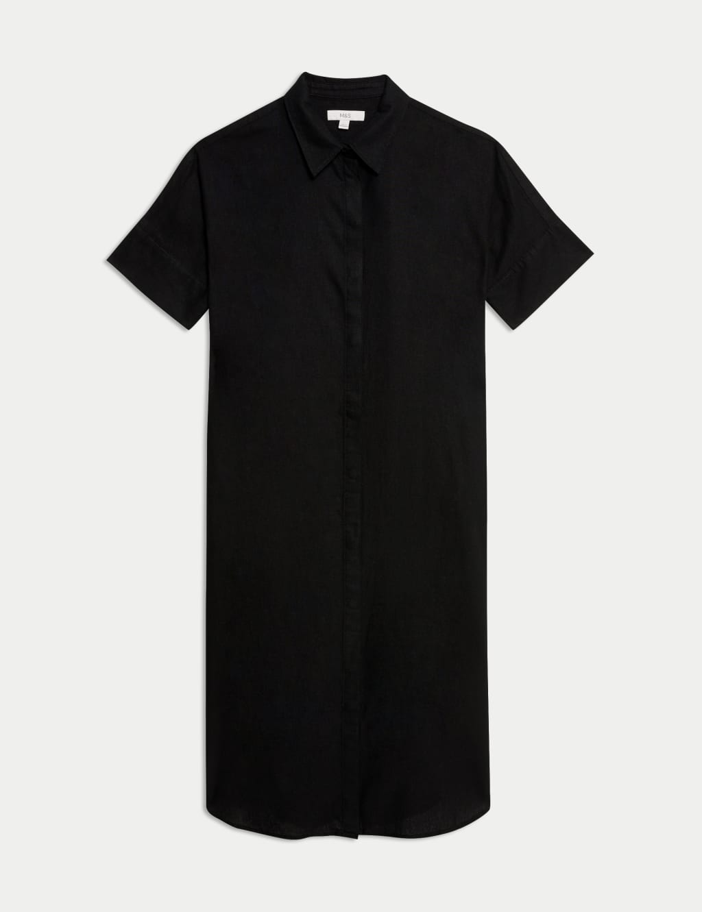 Linen Rich Collared Midi Shirt Dress 2 of 5