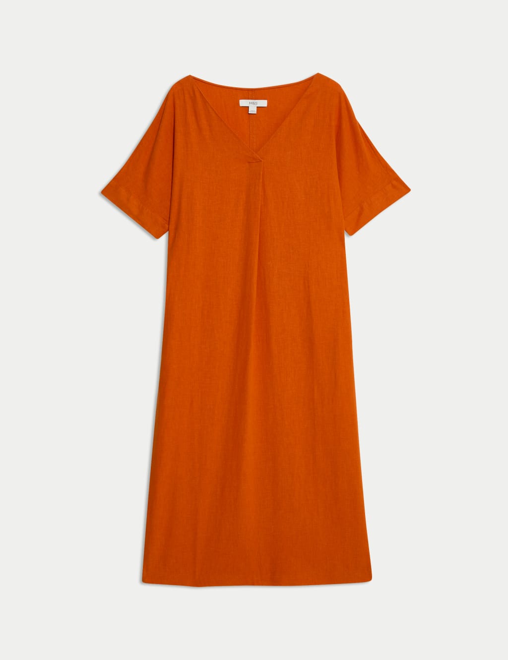 Linen Rich V-Neck Popover Midi Dress 2 of 5