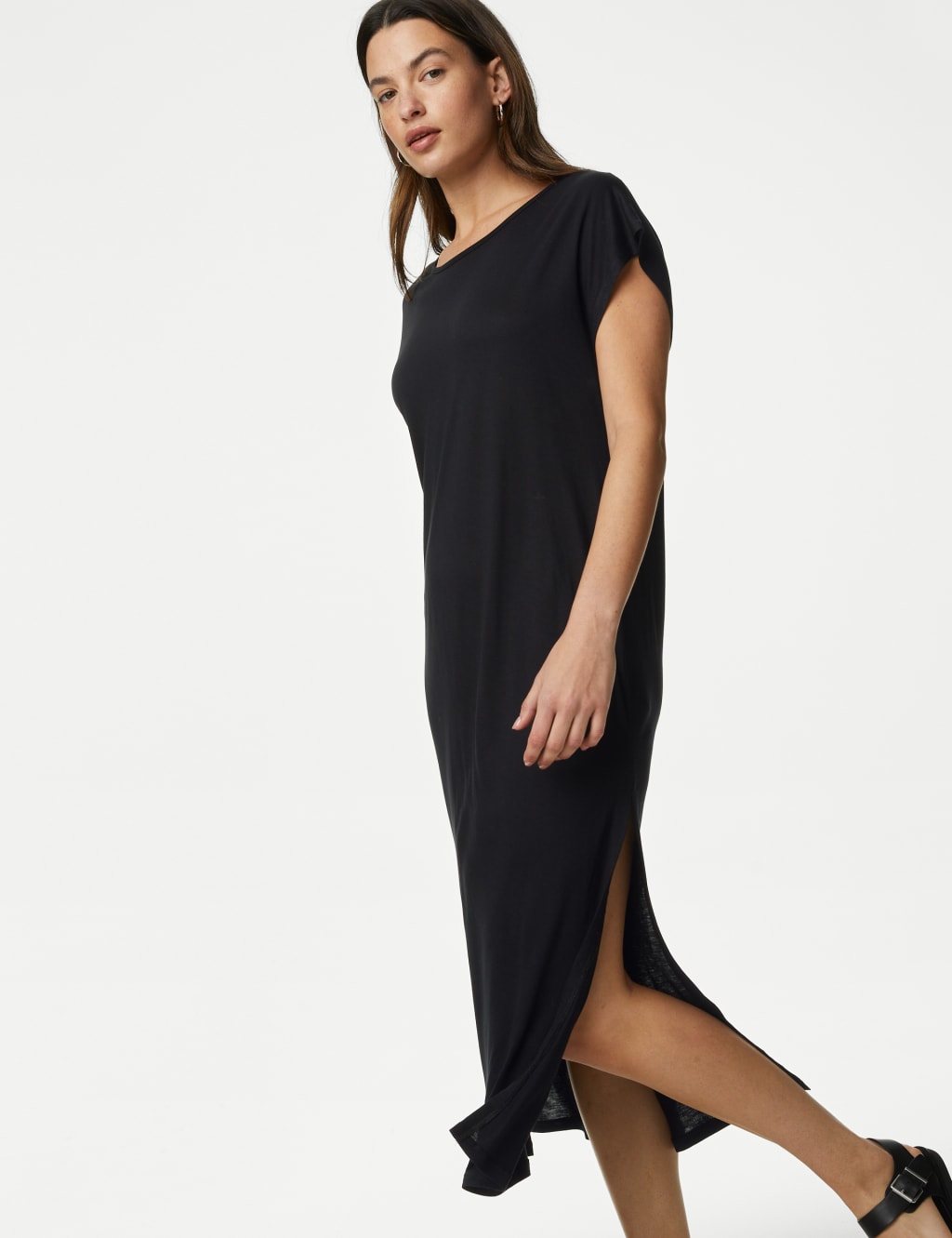 Jersey High Neck Midi T Shirt Dress M S Collection M S