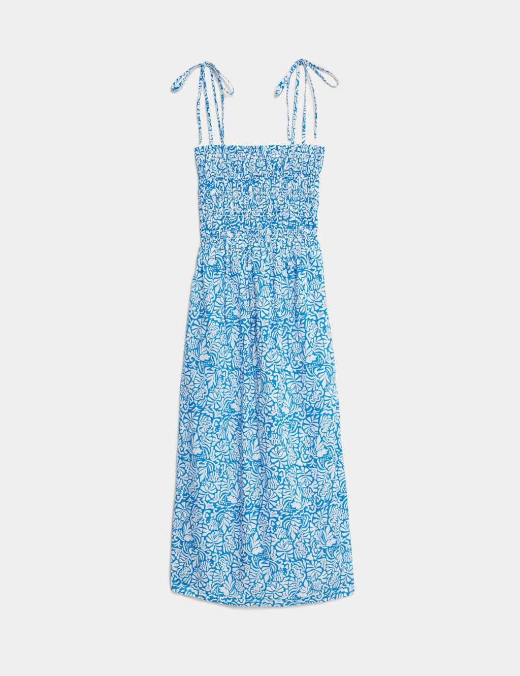Pure Cotton Floral Shirred Midi Beach Dress 2 of 4