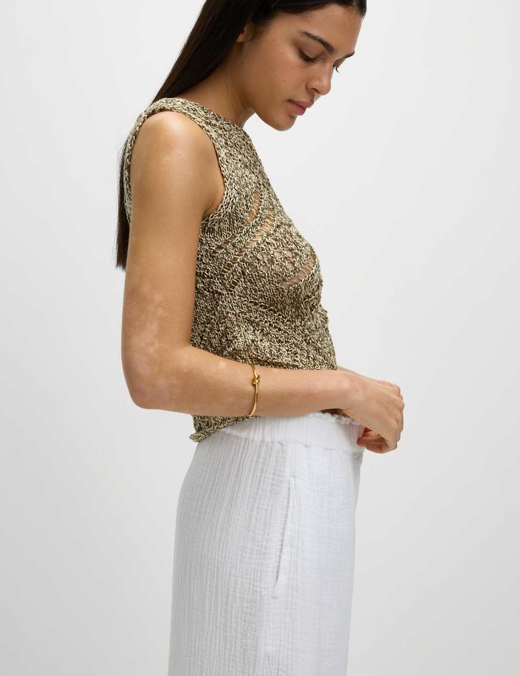Pure Cotton Elasticated Waist Beach Trousers