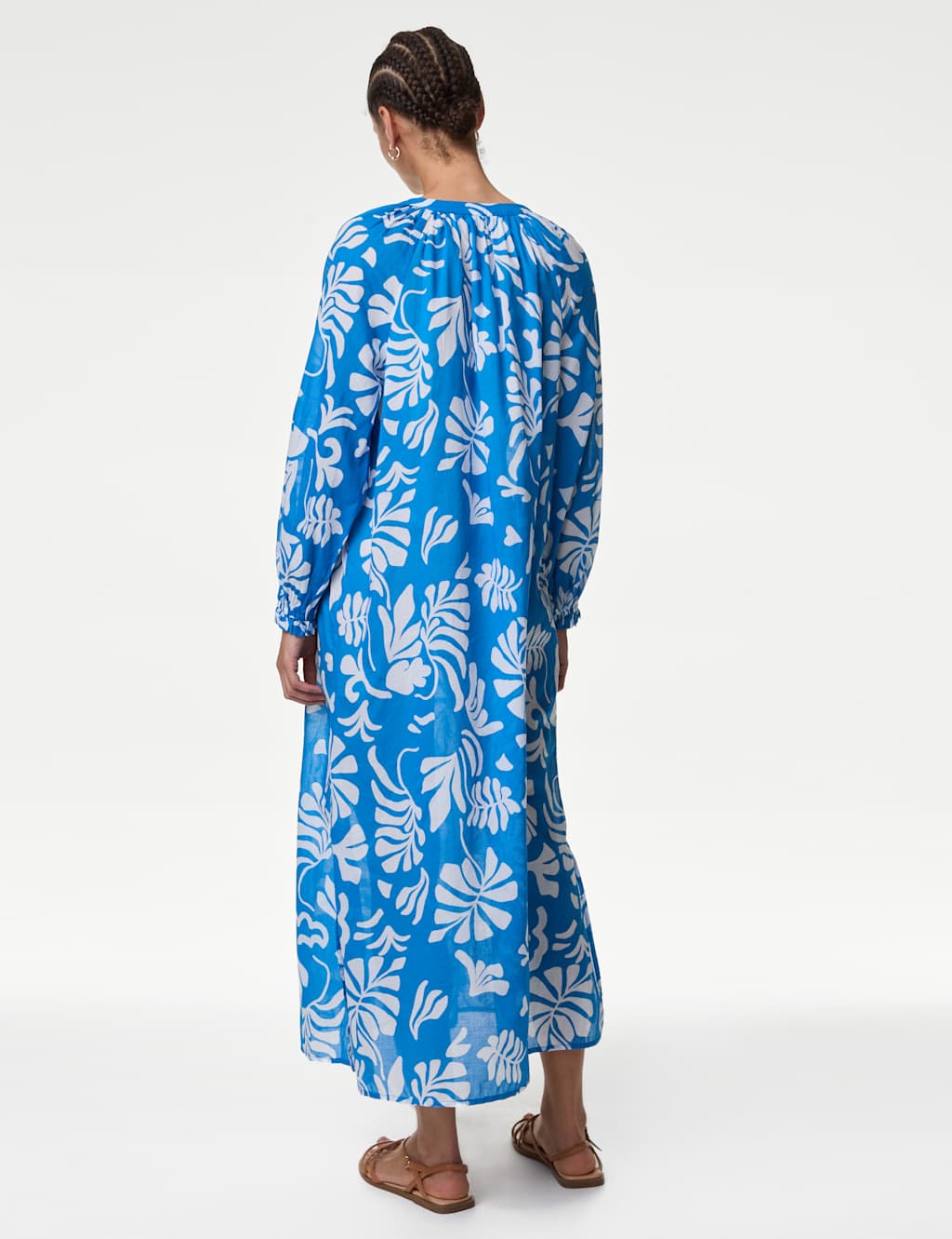 Pure Cotton V-Neck Midaxi Kaftan Beach Dress 4 of 4
