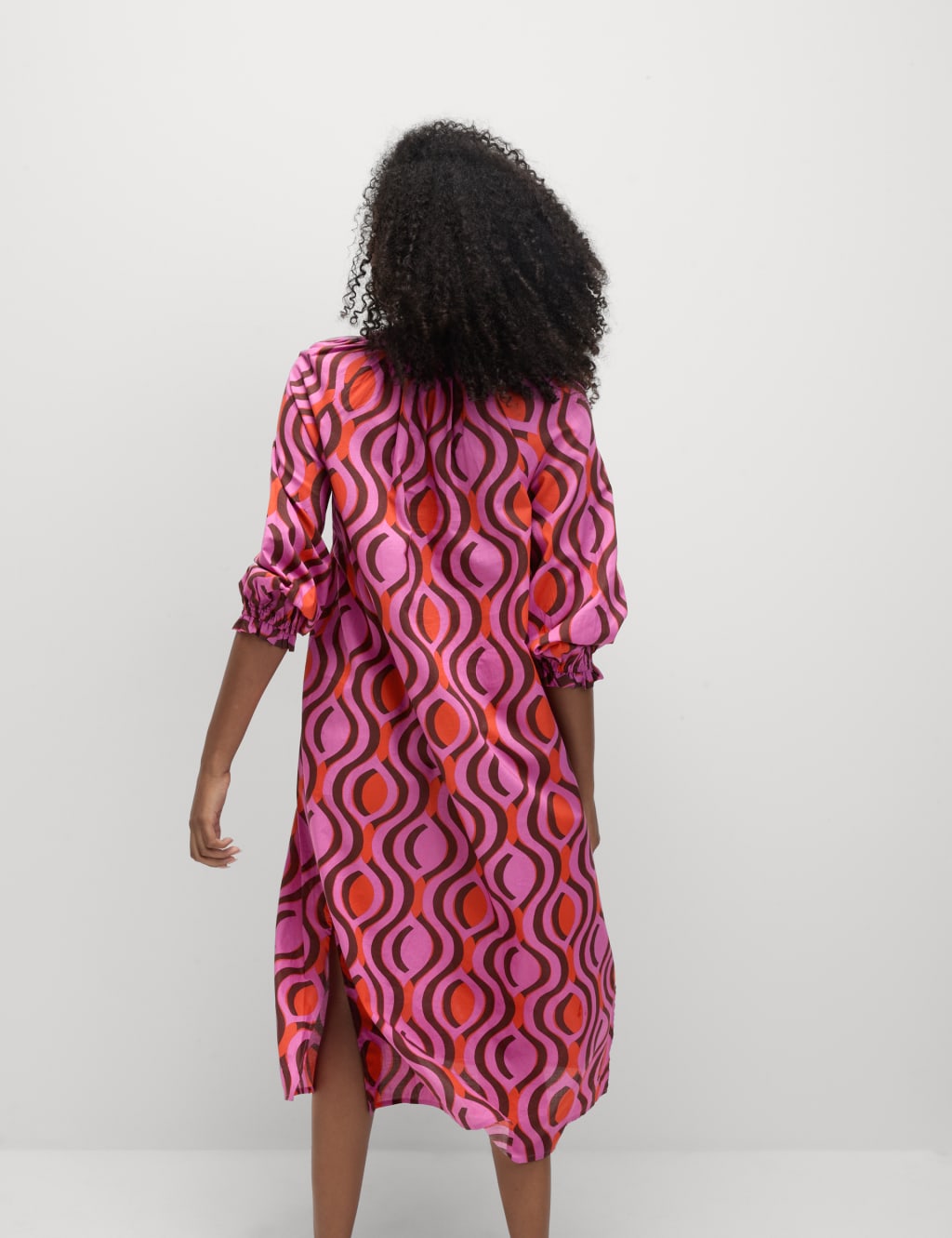 Pure Cotton V Neck Midaxi Kaftan Beach Dress