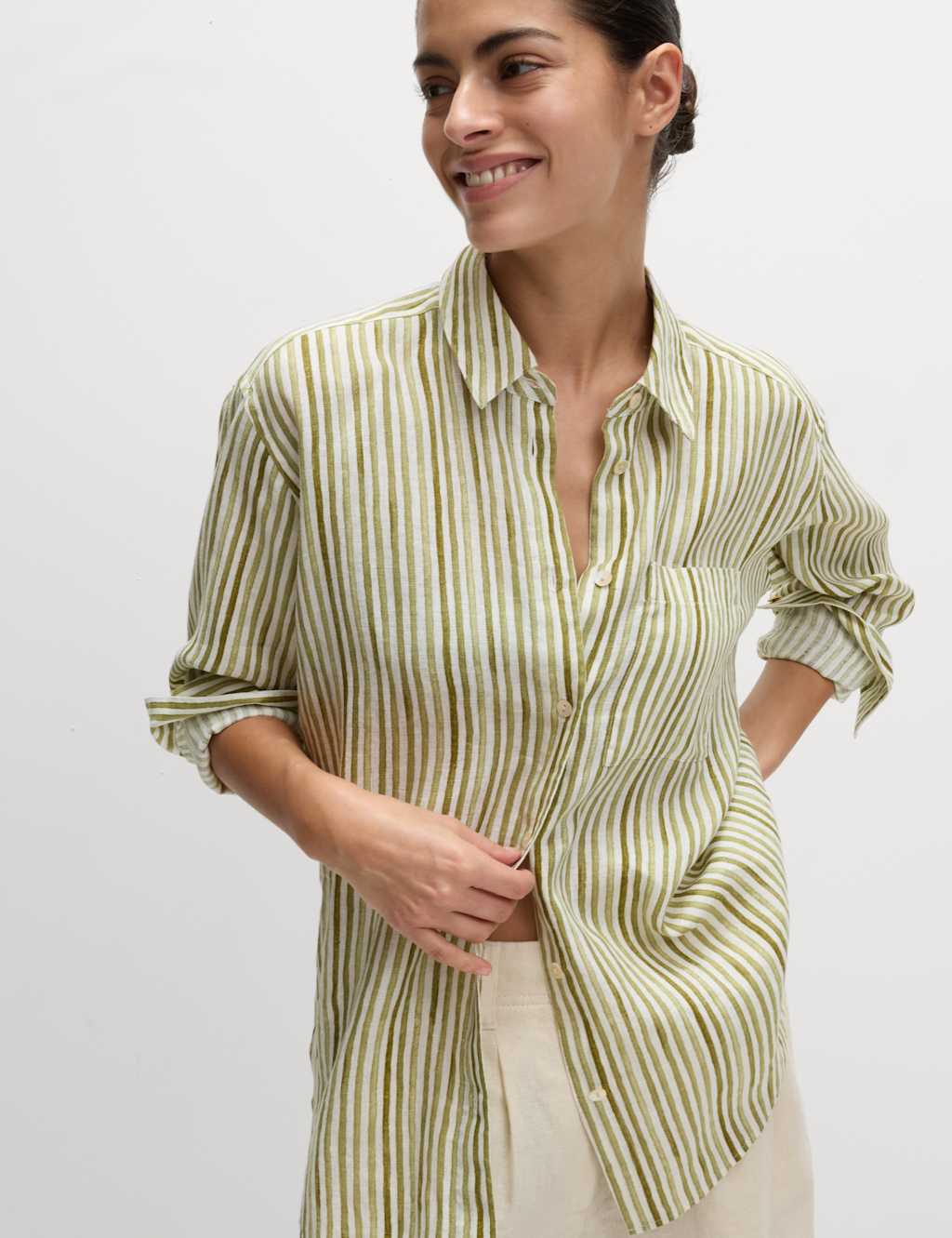 Pure Linen Striped Oversized Shirt 3 of 5