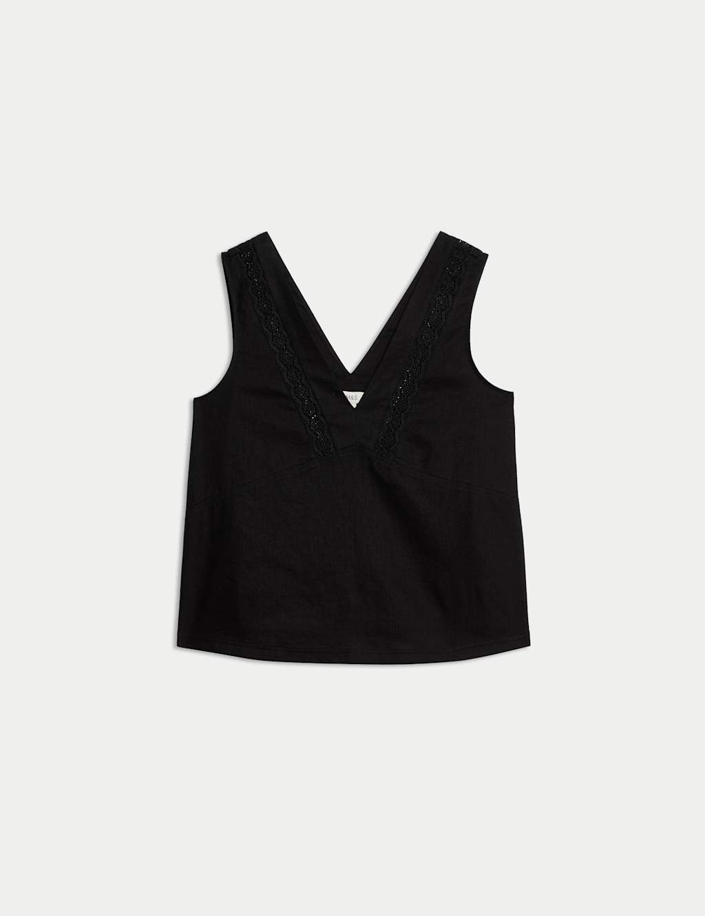 Linen Rich V-Neck Lace Insert Top 2 of 6