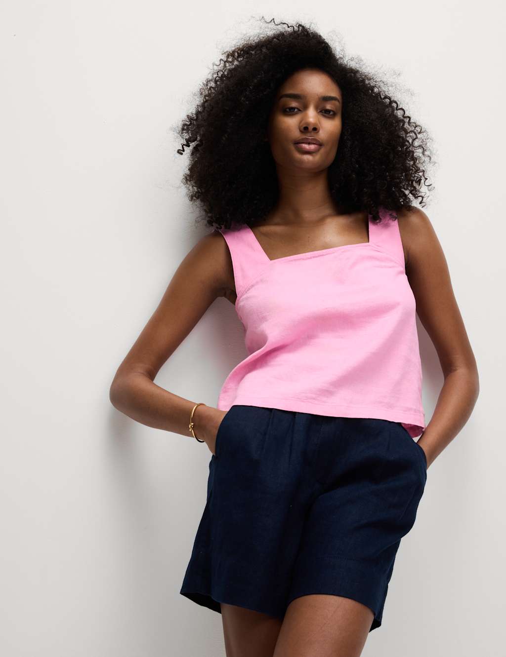 Linen Rich Square Neck Vest Top 3 of 5