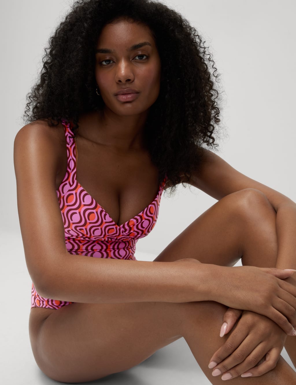 360 Tummy Control Printed Plunge Swimsuit M S Collection M S