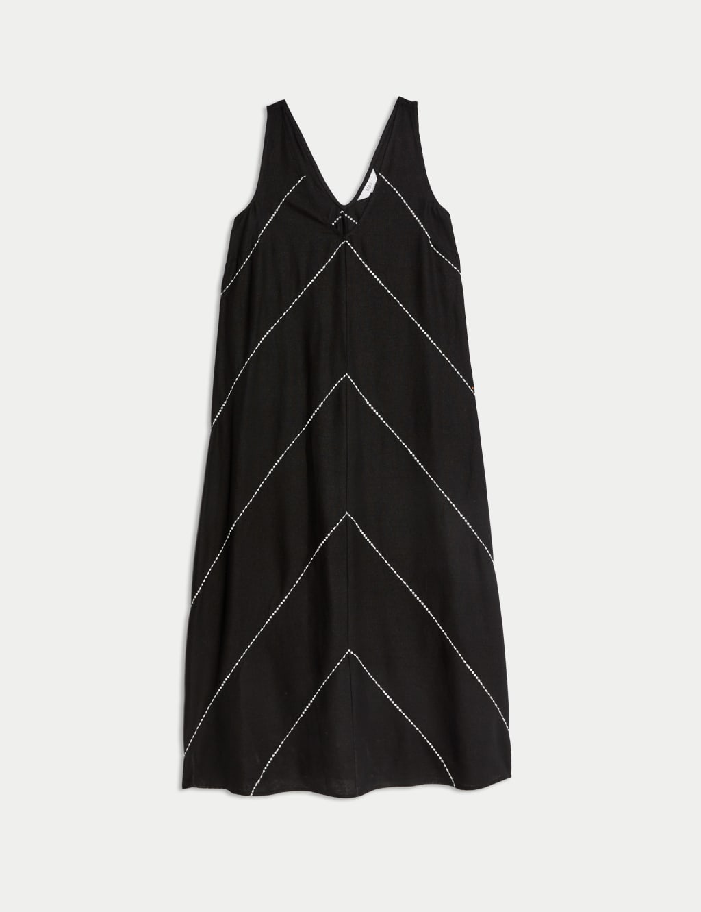 Linen Blend Embroidered Midaxi Shift Dress 2 of 5